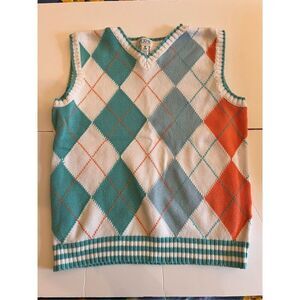 Vintage Children’s Place Medium 7/8 Boys Argyle Sweater Sleeveless Cream